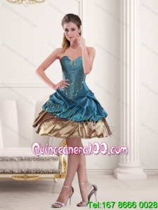 2015 Cheap Sweetheart Beading and Ruffled Dama Dresses in Multi-color