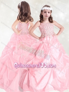 Luxurious Beaded and Pick Ups Little Girl Pageant Dress with Straps