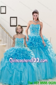 Fashionable Sweetheart Beading Princesita Dress in Aqua Blue