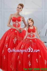 Most Popular Red Puffy Princesita Dresses with Appliques