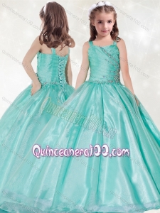 Fashionable Straps Big Puffy Mint Mini Quinceanera Dress with Beading and Ruching