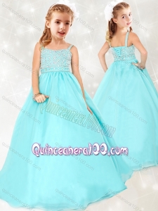 Gorgeous Beaded Straps Mini Quinceanera Dress in Aqua Blue