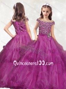 Modest Off the Shoulder Mini Quinceanera Dress with Beading and Ruffled Layers