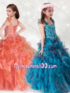 New Style Beaded and Ruffled Mini Quinceanera Dress with Straps