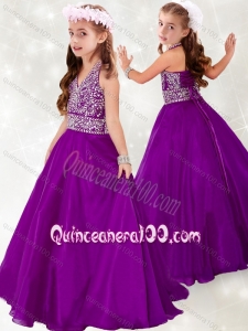 Top Selling Halter Top A Line Purple Mini Quinceanera Dress with Beading