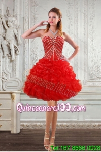 New Style Sweetheart Prom Dresses with Beading and Ruffles