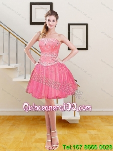 Gorgeous Beading and Embroidery 2015 Prom Dresses in Hot Pink