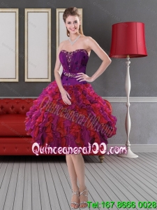 Brand New Style Ruffled Layers and Beading Prom Gown in Multi Color