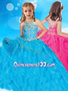 Most Popular Beaded and Ruffled Little Girl Pageant Dress with Scoop