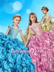 Gorgeous Organza Beaded Bodice Little Girl Pageant Dress with Open Back