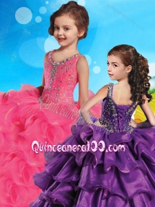 Hot Sale V Neck Beaded and Ruffled Layers Little Girl Pageant Dress
