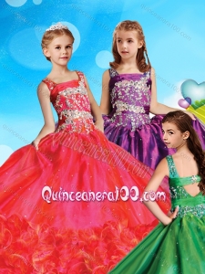 Perfect Straps Organza Little Girl Pageant Dress with Beading and Ruffled Layers