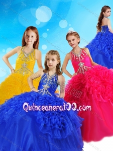 Gorgeous Halter Top Big Puffy Mini Quinceanera Dress with Beading and Ruffles