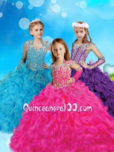 Pretty Halter Top Cap Sleeves Mini Quinceanera Dress with Beading and Ruffles