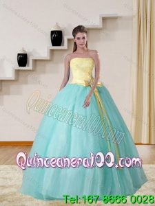 Strapless Multi Color 2015 Elegant Quinceanera Gown with Bowknot