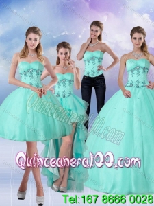 Pretty Apple Green Sweetheart 16 Birthaday Party Dresses with Appliques and Beading