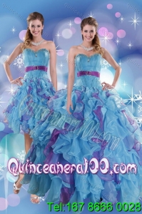 2015 Pretty Multi Color 16 Birthaday Party Dresses with Ruffles and Beading