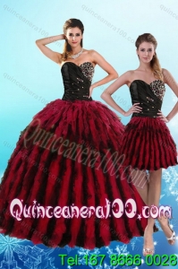 Luxurious Multi Color Sweetheart 16 Birthaday Party Dresses with Beading and Ruffles