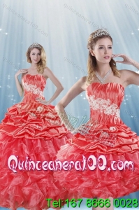 Romantic Watermelon Red 16 Birthaday Party Dresses with Appliques and Ruffles