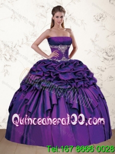 Brand New Strapless Appliques and Pick Ups Purple 16 Birthaday Party Dressesfor 2015