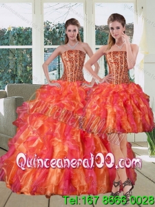 Multi Color Strapless 16 Birthaday Party Dresses with Beading and Ruffles