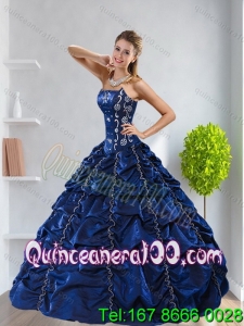 Pretty Navy Blue 2015 16 Birthaday Party Dresses with Pick Ups and Beading