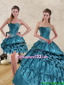 Wonderful 2015 Teal 16 Birthaday Party Dresses with Ruffled Layers and Beading