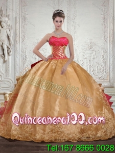 2015 Luxurious Strapless Multi Color Quinceanera Dress with Beading and Embroidery