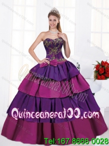 2015 Exclusive Sweetheart Multi Color Bowknot Quinceanera Dresses
