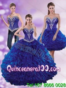 Inexpensive Royal Blue 2015 Elegant Quinceanera Dresses with Beading and Ruffles