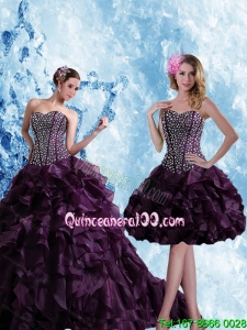 Sweetheart Burgundy Spring Quinceanera Dresses with Ruffles and Beading