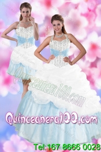 2015 Multi Color Halter Top Spring Quinceanera Dresses with Pick Ups and Beading