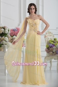 Bowknot Sweetheart Empire Watteau Train Dama Dresses in Light Yellow