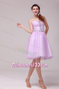 A-line Lavender Sweetheart Beading Dresses for Dama for Summer