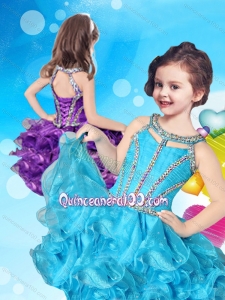 Lovely Beaded and Ruffled Layers Scoop Little Girl Pageant Dress in Organza
