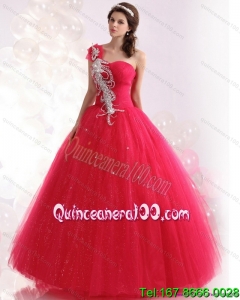 Traditional One Shoulder Dresses for a Quinceanera with Beading for 2015