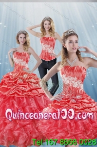 Detachable 2015 Gorgeous Watermelon Red Quinceanera Dresses with Appliques and Ruffles