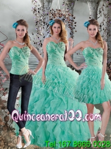 Detachable 2015 New Style Aqua Blue Quinceanera Dresses with Beading and Ruffles