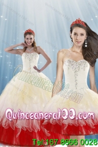 Detachable 2015 Unique Multi Color Quince Dresses with Beading