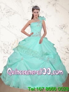 Elegant Beading and Appliques 2015 Dress for Quince in Apple Green