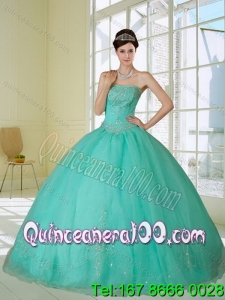 New Arrival 2015 Appliques and Beading Quinceanera Dress in Apple Green