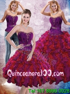2015 Elegant Multi Color Quinceanera Dresses with Ruffles and Beading