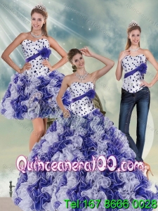 2015 Elegant White and Purple Quinceanera Dress with Ruffles and Beading