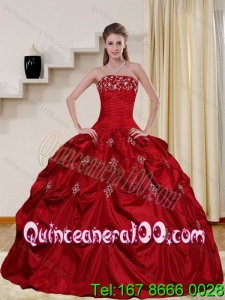 2015 Pretty and Most Popular Strapless Quinceanera Dress with Embroidery and Pick Ups