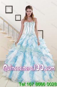 2015 Luxurious Appliques and Ruffles Quince Dresses in Multi Color