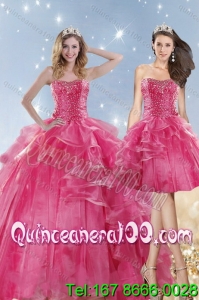 2015 Luxurious Pink Dresses for Quinceanera with Beading and Ruffles