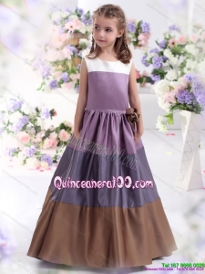 2015 Pretty Multi Color Scoop Kid Pageant Dress with Bowknot