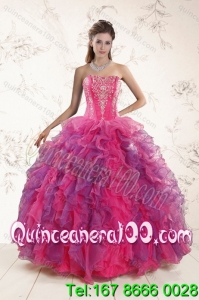 Luxurious Multi Color Ruffles and Appliques Quince Dresses