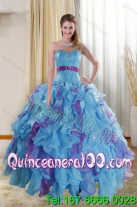 Unique Multi Color 2015 Quinceanera Dresses with Ruffles and Beading