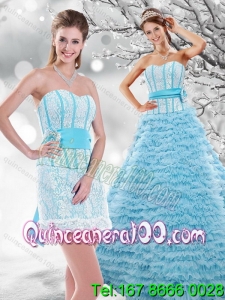 Wholesale 2015 Light Blue Quinceanera Dresses with Beading and Ruffled Layers